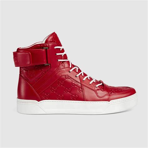 gucci signature high-top sneaker red|Gucci canvas high top sneakers.